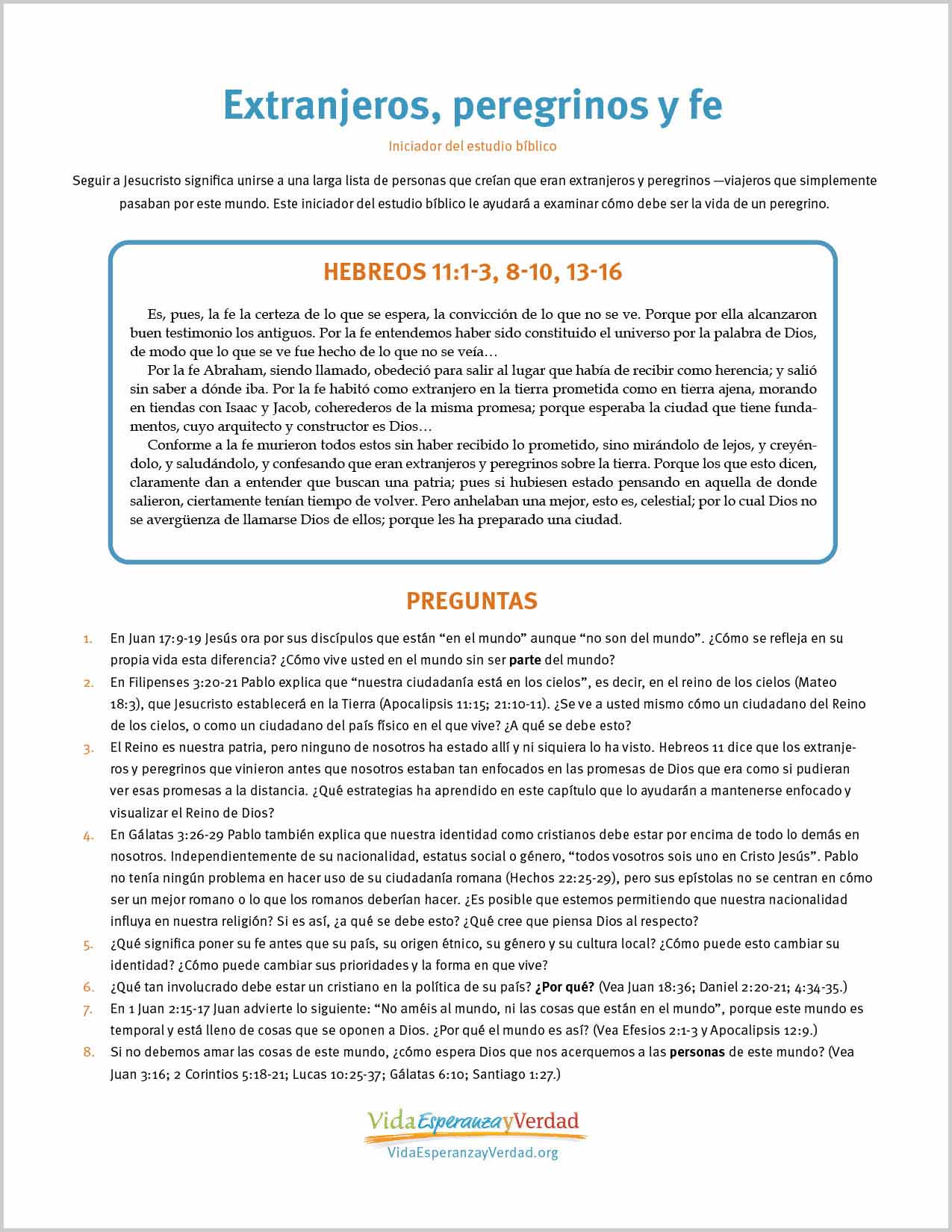 Extranjeros, peregrinos y fe