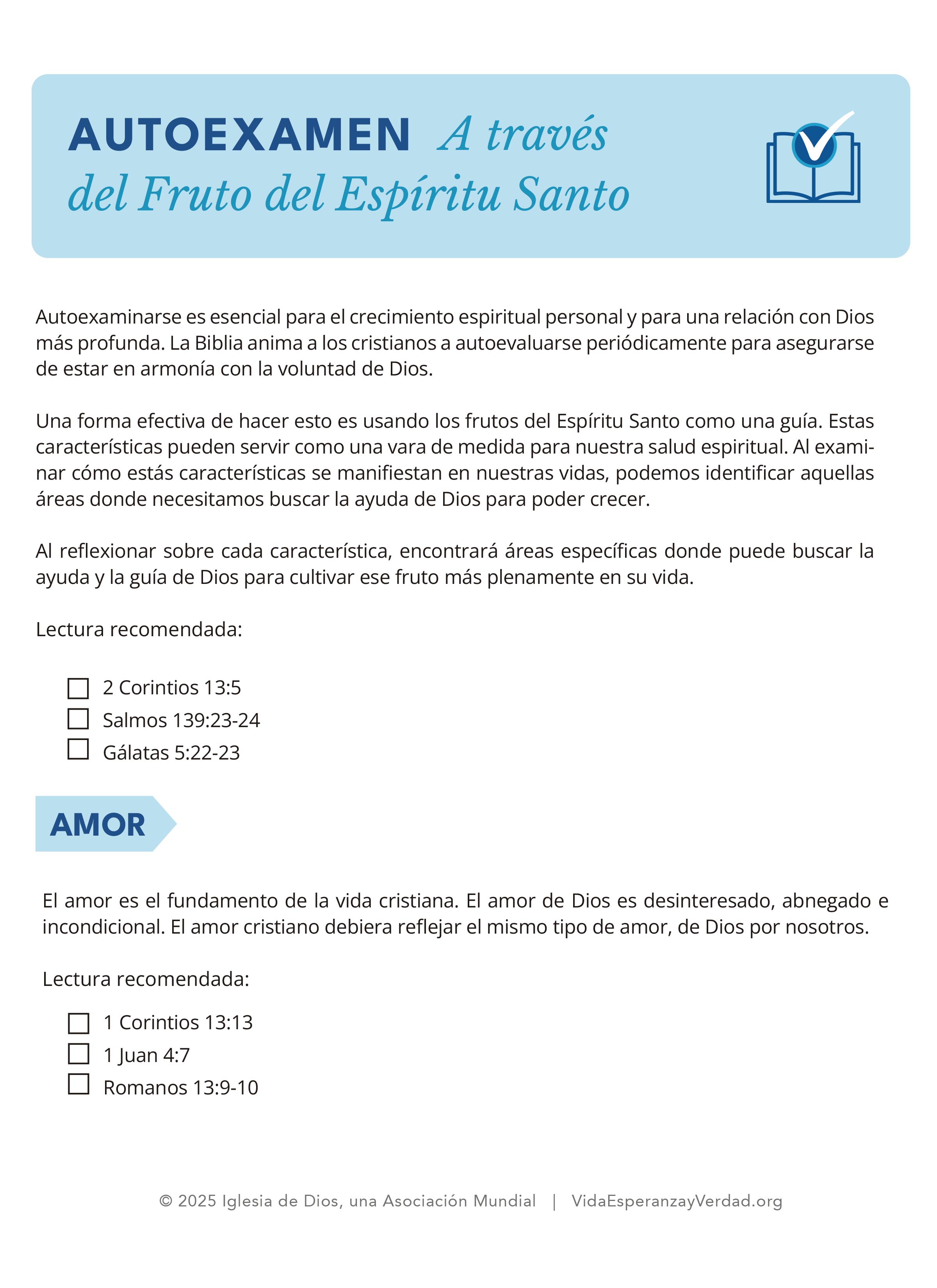 Autoexamen - A través del Fruto del Espíritu Santo