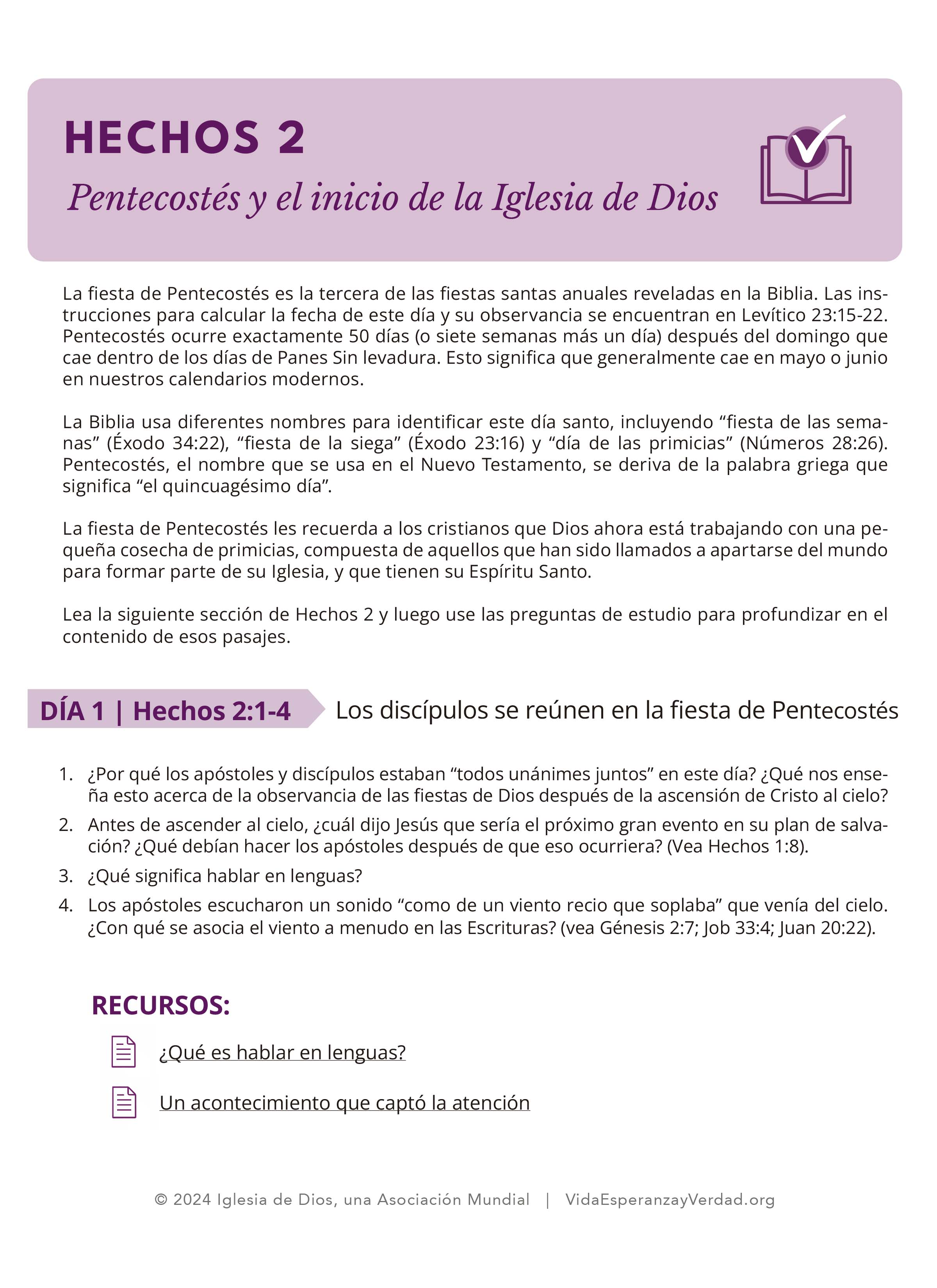 Hechos 2: Pentecostés y el inicio de la Iglesia de Dios