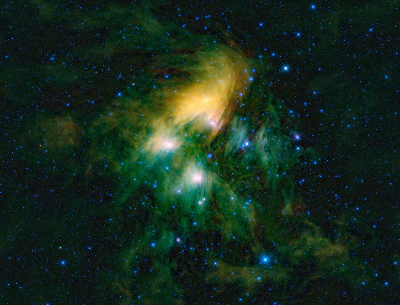 Los astr&oacute;nomos s&oacute;lo recientemente han podido descubrir que la constelaci&oacute;n de las Pl&eacute;yades se mantiene junta por medio de fuerzas gravitacionales, tal como el libro de Job lo afirm&oacute; miles de a&ntilde;os atr&aacute;s (Foto de NASA/JPL-Caltech/UCLA). 
