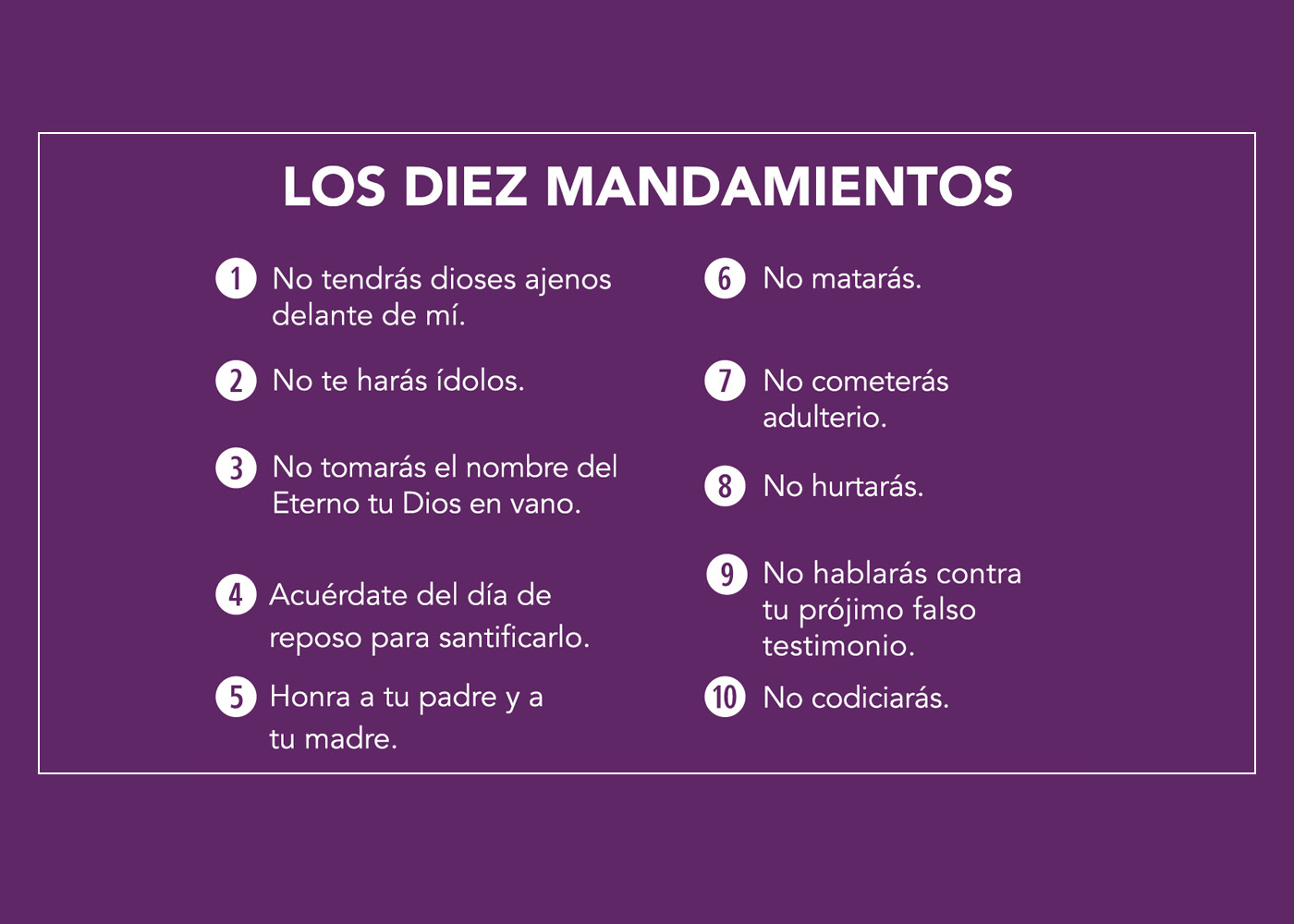 Lista de los Diez Mandamientos